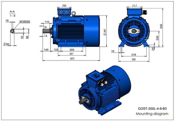 Méthode de refroidissement de 30 kW Moteurs de cage d'écureuil avec boîte de terminal supérieure 200L
